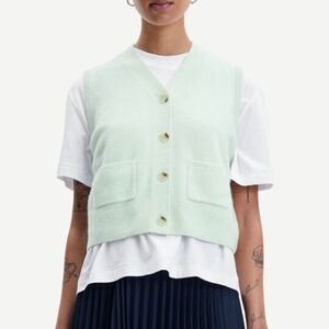 Tahari Mint Green Merino Wool Vest